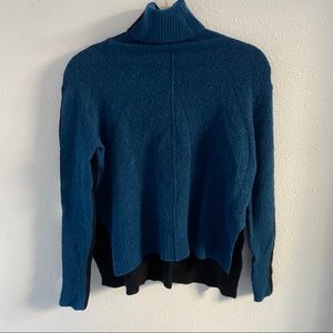 Athleta Color Block Teal/Black Turtleneck Sweater